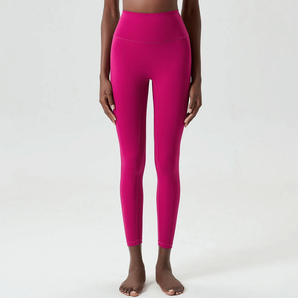 Stylish Women's Ankle-Length Yoga Leggings SF2097 in bright pink, ideal for versatile workouts year-round with an elastic fit.